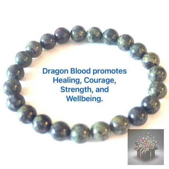 Dragon Blood Jasper 8mm Beaded Bracelet 7.48 Inch - Picture 4 of 11